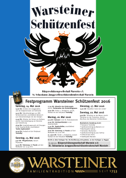 Festprogramm Warsteiner Schützenfest 2016