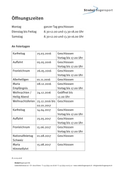 während Feiertagen - Strebel Bogensport