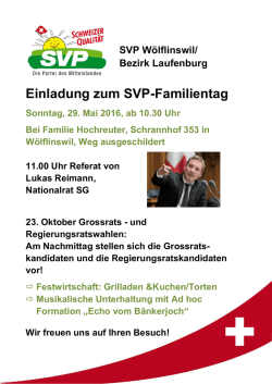 Familientag der SVP Bezirkspartei 11.00 Uhr Referat