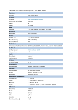 Technische Daten des Sony VAIO VPC-EJ3L1E/W - Zoll