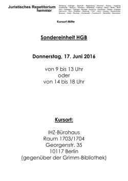Sondereinheit HGB - Juristisches Repetitorium Hemmer