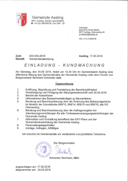 Ladung Gemeinderatssitzung 25.05.2016