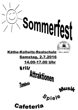 Samstag, 2.7.2016 14.00-17.00 Uhr - Käthe-Kollwitz