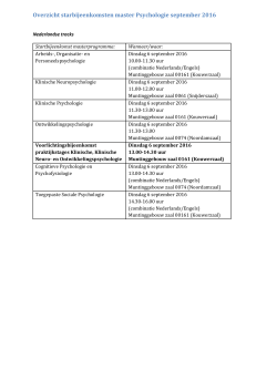 Overzicht starbijeenkomsten master Psychologie september 2016