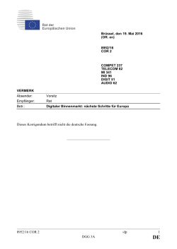 8952/16 COR 2 /dp 1 DGG 3A Dieses Korrigendum betrifft nicht die