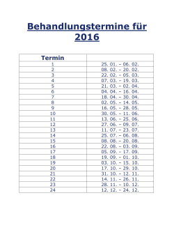Behandlungstermine für 2016