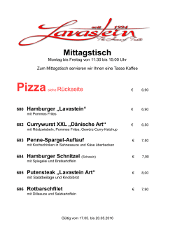 Mittagstisch - Restaurant Lavastein