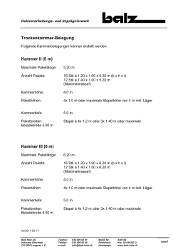 Information Trockenkammerbelegung