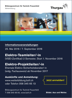 in Elektro-Projektleiter - Bildungszentrum f&uuml;r Technik Frauenfeld