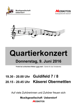 Quartierkonzert Donnerstag, 9. Juni 2016