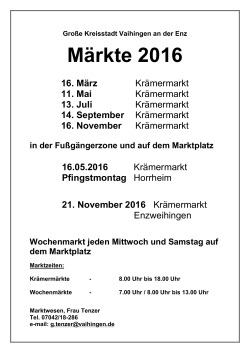 Markttermine 2016 - Stadt Vaihingen an der Enz