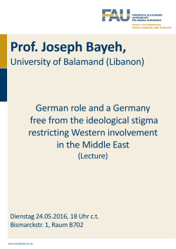 Gastvortrag von Prof. Joseph Bayeh, University of Balamand (Libanon)