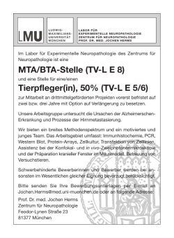 MTA/BTA-Stelle (TV-L E 8) Tierpfleger(in), 50% (TV