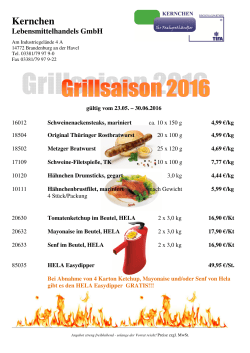 Grillartikel Saison 2016 - Kernchen Lebensmittelhandel GmbH