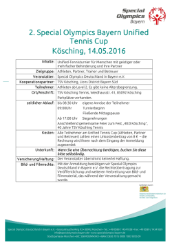 2. Special Olympics Bayern Unified Tennis Cup K&ouml;sching, 14.05.2016