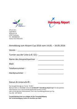Anmeldung zum Airport Cup 2016 vom 14.05. – 16.05.2016 Verein