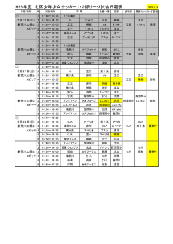 H28年度 北区少年少女サッカー1・2部リーグ試合日程表