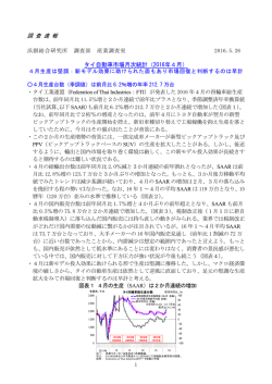 調 査 速 報 タイ自動車市場月次統計（2016年4月）