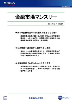 金融市場マンスリー - みずほ総合研究所