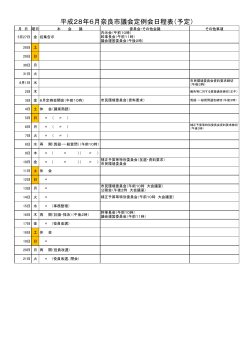 平成28年6月奈良市議会定例会日程表（予定）