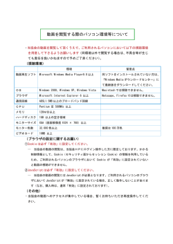 動画を閲覧する際のパソコン環境等について