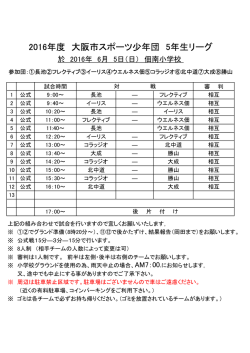 リーグ(5年：6/5)追加 - 大阪市スポーツ少年団サッカー部会