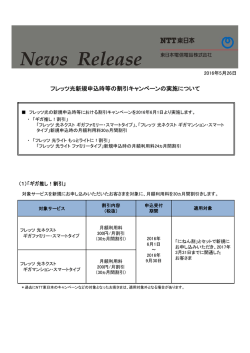 フレッツ光新規申込時等の割引キャンペーンの実施について