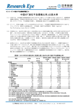 中国の「潜在不良債権比率」は高水準