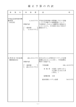 補 正 予 算 の 内 訳