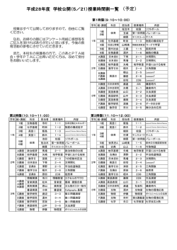 時間割・授業内容