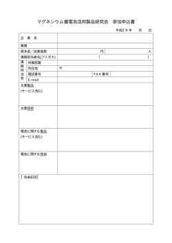 マグネシウム蓄電池活用製品研究会 参加申込書