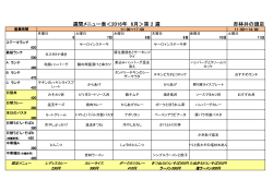 杏林井の頭店 週間メニュー表＜2016年 6月＞第 2 週