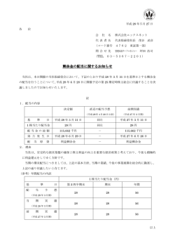 剰余金の配当に関する 剰余金の配当に関するお知らせ