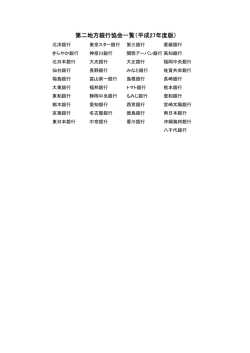 第二地方銀行協会一覧（平成27年度版）