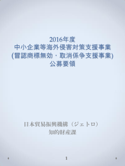 2016年度 中小企業等海外侵害対策支援事業