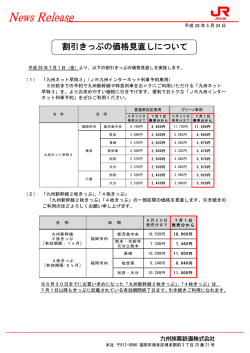 割引きっぷの価格見直しについて