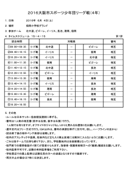 リーグ(4年：6/4)追加 - 大阪市スポーツ少年団サッカー部会