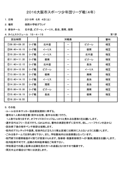 リーグ(4年：6/4)追加 - 大阪市スポーツ少年団サッカー部会