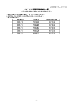 JIS Z 2305認証資格無効一覧