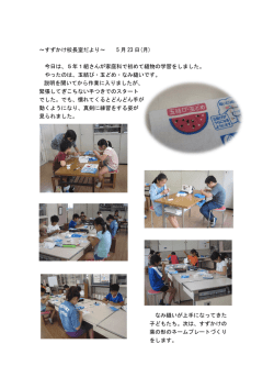～すずかけ校長室だより～ 5 月 23 日(月) 今日は、5年1組さんが家庭科