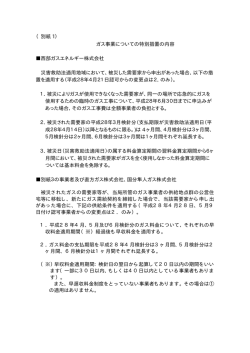 （別紙 1） ガス事業についての特別措置の内容 西部ガスエネルギー株式