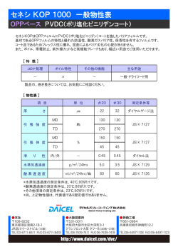 セネシKOP1000 一般物性表