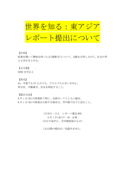 世界を知る：東アジア レポート提出について