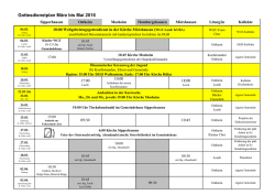 Gottesdienstplan M&auml;rz bis Mai 2016