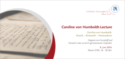 Caroline von Humboldt-Lecture - Hu
