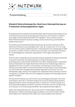 Pressemitteilung - Netzwerk Datenschutzexpertise