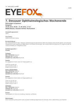 7. Dessauer Ophthalmologisches Wochenende