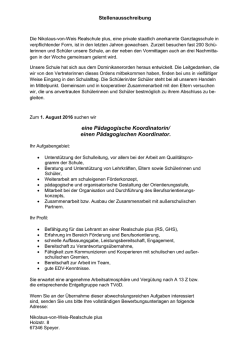 eine P&auml;dagogische Koordinatorin/ einen P&auml;dagogischen Koordinator.