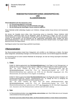 Hinweise zum Remonstrationsverfahren