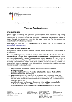 Arbeitsplatzsuche - Merkblatt zum